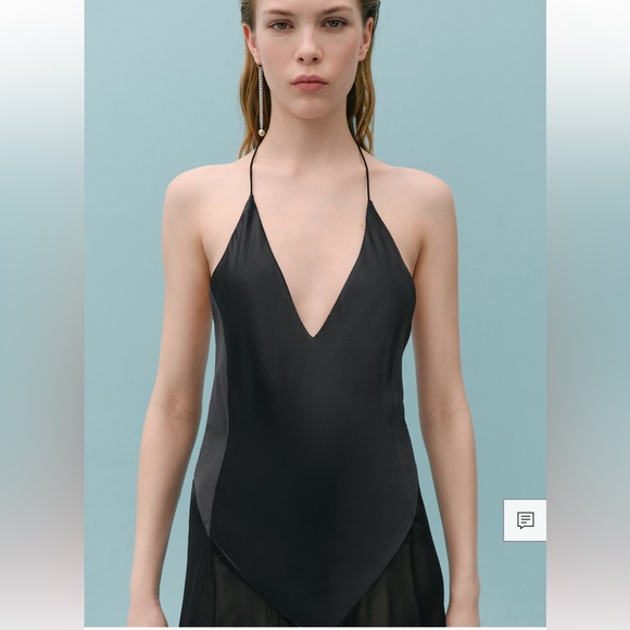 SEMI-TRANSPARENT SILK DRESS COMBINED BODY - Picture 2 of 10